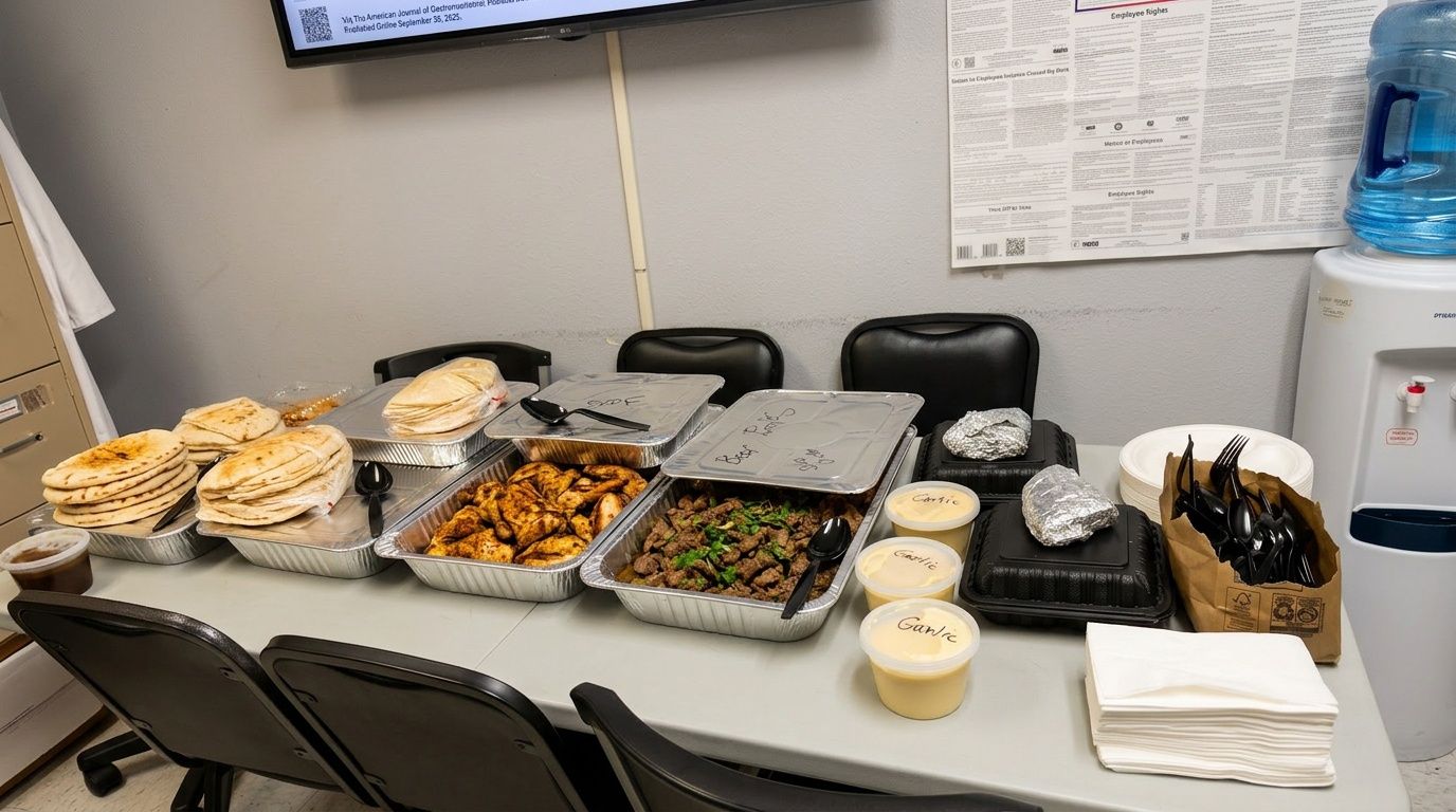 Mediterranean catering spread for an office