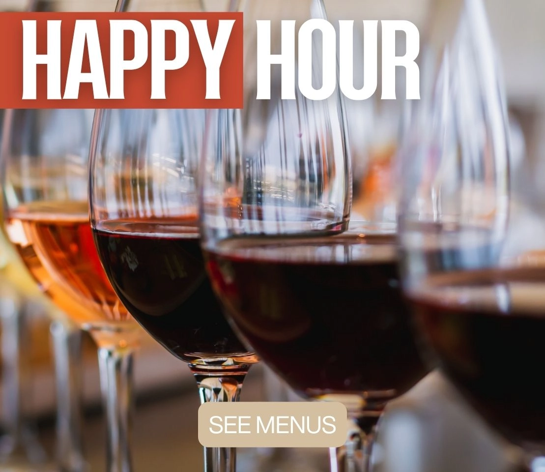 Happy hour appetizers and $5 wine at Phoenician Garden Mediterranean Bar & Grill in Fresno